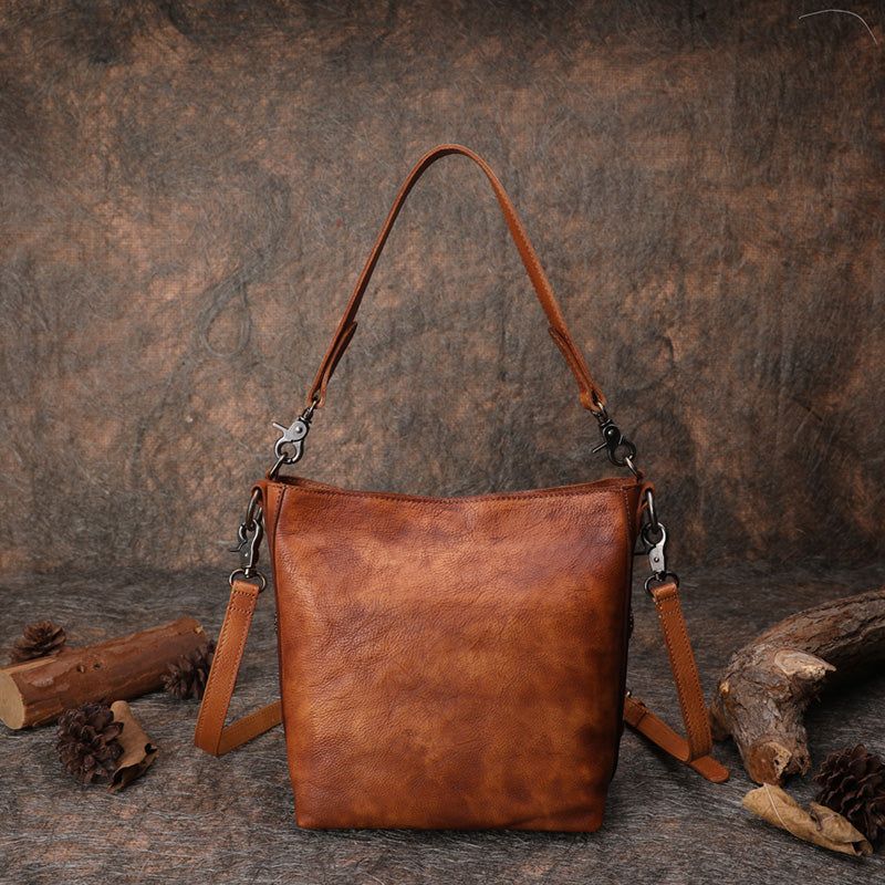 Best Gray Leather Womens Vintage Tote Handbag Handmade Tote Crossbody Purse for Ladies