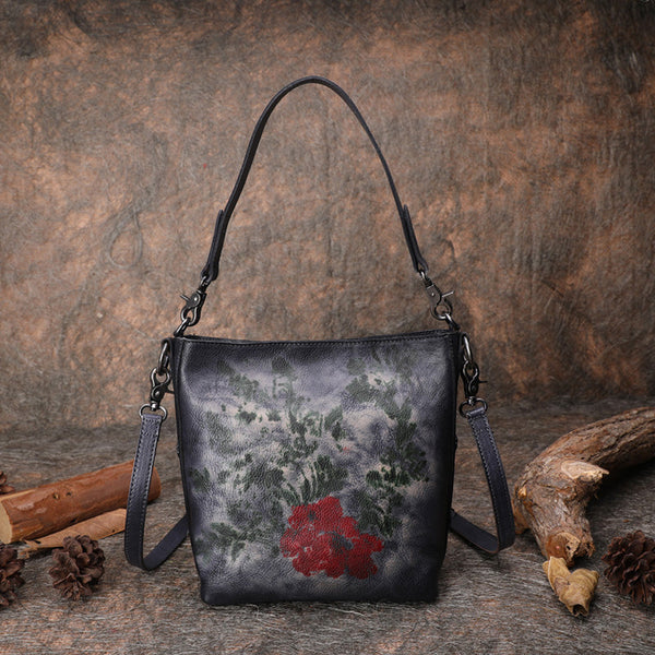 Best Gray Leather Womens Vintage Tote Handbag - Bill Slots Detail