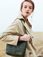 Best Brown Leather Womens Vintage Tote Handbag - Stitching Detail
