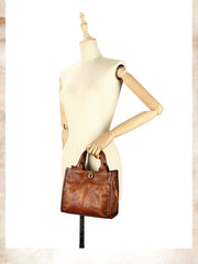 Best Brown Leather Womens Small Handbag Vintage Sqaure Crossbody Purse for Ladies