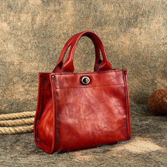 Best Red Leather Womens Small Handbag Vintage Sqaure Crossbody Purse for Ladies