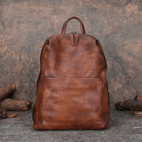 Best Minimalist Leather Rucksack Womens Vintage School - Leather Texture Detail