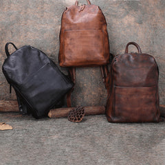 Best Minimalist Black Gray Leather Rucksack Womens - Stitching Detail