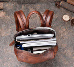 Best Minimalist Black Gray Leather Rucksack Womens - Interior View