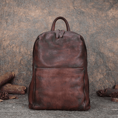 Best Minimalist Black Gray Leather Rucksack Womens - Size Detail