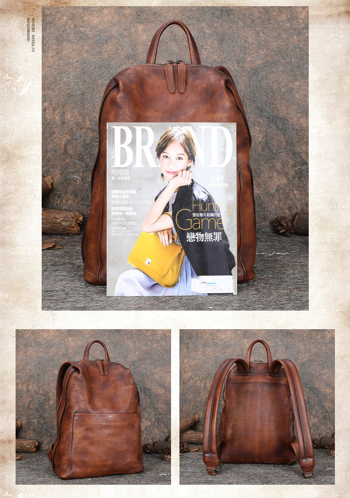 best minimalist leather backpack womens Best Minimalist Coffee Leather Rucksack Womens Vintage School Backpacks Leather Backpack Purse