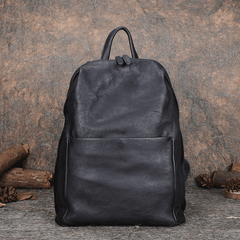 Best Minimalist Black Gray Leather Rucksack Womens - Studio View