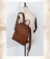 Best Minimalist Black Gray Leather Rucksack Womens - Chain Attachment