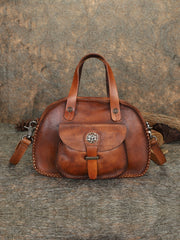 Best Leather Womens Vintage Handbag Handmade Crossbody - Leather Texture Detail