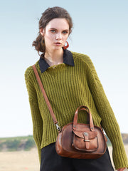 Best Brown Leather Womens Vintage Handbag Handmade Crossbody Purse for Ladies