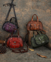 Best Red Leather Womens Vintage Handbag Handmade - Overall View