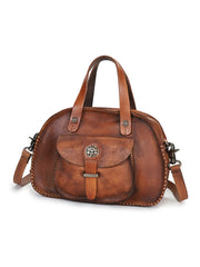 Best Brown Leather Womens Vintage Handbag Handmade - Interior View