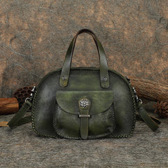 Best Purple Leather Womens Vintage Handbag Handmade - Full View
