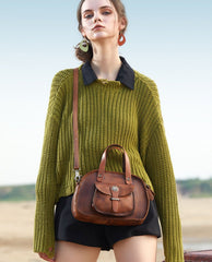 Best Leather Womens Vintage Handbag Handmade Crossbody - Card Holder Detail