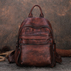 Best Vintage Coffee Leather Rucksack Womens Vintage School Backpacks Leather Backpack Purse