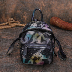 Best Vintage Rivets Brown Leather Rucksack Womens Small School Rucksack Leather Backpack Purse