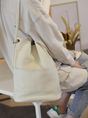 Women Vertical Leather Tote White Soft Leather Tote Shopper Shoulder Tote Bag Purse for Ladies