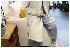 Women Vertical Leather Tote White Soft Leather Tote Shopper Shoulder Tote Bag Purse for Ladies