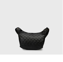 Black LEATHER MENS 10 inches FANNY PACK - Stitching Detail