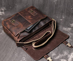 Black Cool Leather 13 inches Small Satchel Messenger Bag Side Bag Courier Bag For Men