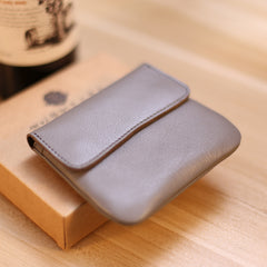 Gray Cute Women Leather Card Wallet Mini Coin Wallets Slim Gray Card Holder Wallets For Women