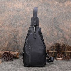 Cool Mens Sling Bag Vintage Leather Chest - Chain Detail