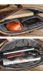 Cool Black Leather Men 10 inches Chest Bag Messenger Bag Courier Bags Postman Bag For Men