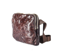 Cool Black Leather Men 10 inches Chest Bag Messenger Bag Courier Bags Postman Bag For Men