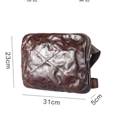 Cool Black Leather Men 10 inches Chest Bag Messenger Bag Courier Bags Postman Bag For Men