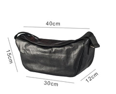 Cool Black Leather Men Chest Bag Large Sling Bag One Shoulder Backpack Sling Packs For Men
