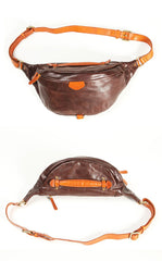 Black Handmade Leather Men Fanny Pack Waist Bag Coffee Hip Pack Belt Bag Bumbag for Men