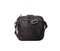 Cool Black Leather Men Small Square Side Bags Tan Fashion Messenger Bag Postman Bag For Men