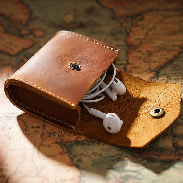 Black Small Card Holder Leather Men's Wallet - Back View
