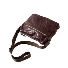 Handmade Black Wrinkled Leather Men Postman Bag Coffee Cool Courier Bag Messenger Bag One Shoulder Backpack For Men