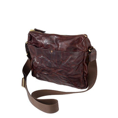 Handmade Black Wrinkled Leather Men Postman Bag Coffee Cool Courier Bag Messenger Bag One Shoulder Backpack For Men