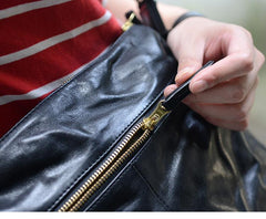 Handmade Black Wrinkled Leather Men Postman Bag Coffee Cool Courier Bag Messenger Bag One Shoulder Backpack For Men