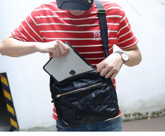 Handmade Black Wrinkled Leather Men Postman Bag Coffee Cool Courier Bag Messenger Bag One Shoulder Backpack For Men