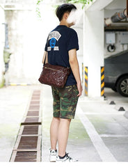 Handmade Black Wrinkled Leather Men Postman Bag Coffee Cool Courier Bag Messenger Bag One Shoulder Backpack For Men