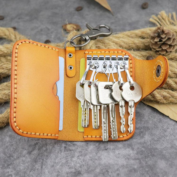 Handmade Leather Key Case Key Wallet Men's - Back View