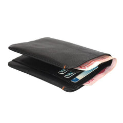 Leather Men's Billfold Wallet Bifold Small Wallet Black Slim Wallet Front Pocket Wallet For Men