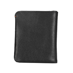 Leather Men's Billfold Wallet Bifold Small Wallet Black Slim Wallet Front Pocket Wallet For Men