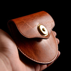 Cool Black Leather Mens Small Coin Wallet Change Wallet Brown Coin Earphones Cases For Men