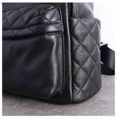 Black Leather Satchel Backpack Womens Cute School Backpack Purse Black Leather College Rucksack for Ladies
