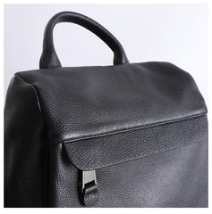 Black Leather Satchel Backpack Womens Cute School Backpack Purse Black Leather Travel Rucksack for Ladies