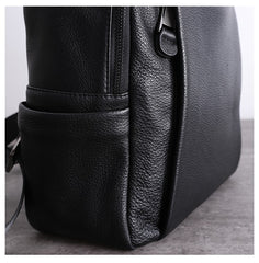 Black Leather Satchel Backpacks Womens Cute School Backpack Purse Black Leather College Rucksack for Ladies