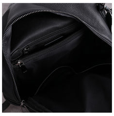 Black Leather Satchel Backpacks Womens Cute School Backpack Purse Black Leather College Rucksack for Ladies