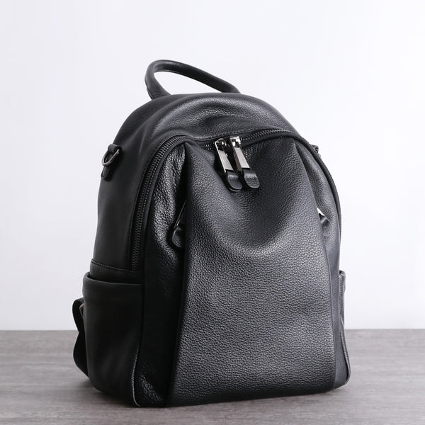 Black Leather Satchel Backpacks Womens Cute School - Back View