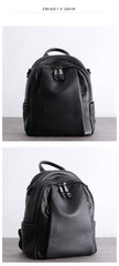 Black Leather Satchel Backpacks Womens Cute School Backpack Purse Black Leather College Rucksack for Ladies