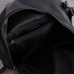 Black Leather Satchel Backpacks Womens Cute School Backpack Purse Black Leather College Rucksack for Ladies