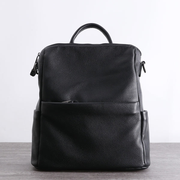 Black Leather School Backpack Womens Cute College - Back View